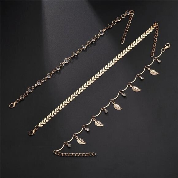 Gold Ankle Bracelet Chain Leg Foot Jewelry Engagement Wedding - Picture 3 of 6